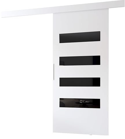 MINIO go for it - Schiebetür Komplettset CLEAN F Schiebetüren 86 cm Breit | Wandmontage, Schiebetürsystem, Zimmertüren - Weiss Matt