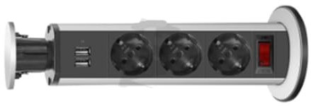 Presa Pop-up Estraibile Multipresa da Incasso con 3 Prese UE e USB, Design Integrato, Lega di Alluminio, per Sala Riunioni Casa Ufficio