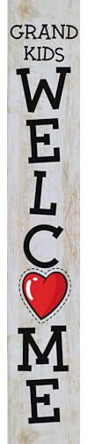Willkommensschild für Enkelkinder, lustiges Schild für Großeltern, Geschenk für Großeltern, 20,3 x 121,9 cm, Haustürdekoration, für den Außenbereich, vertikal, aus Holz, für den Außenbereich, stehend,