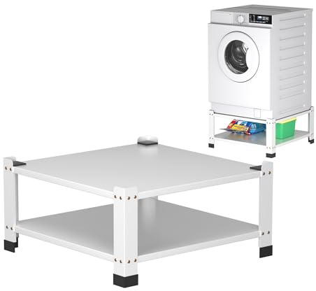 SUPEER Waschmaschinen Untergestell Universaltyp 72x72 cm,Vier Ecken Tragfähigkeit 300kg Max, H=31,5cm Metall Waschmaschine Base Stand für Trockner Base Platform Heavy Duty (2)