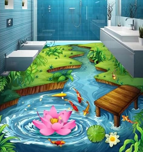 Benutzerdefinierte Bodenmalerei 3D-Fotodekoration Malerei Park Flusswasser 3D-Bodenbelag Dreidimensionale Malerei Tapete,400cmX280cm