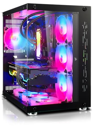 SQ-Tower Xtreme H01T RGB Gaming Gehäuse Mid-Tower ATX, Tempered Glass Panel, 10x ARGB 120mm Lüfter vorinstalliert, schwarz