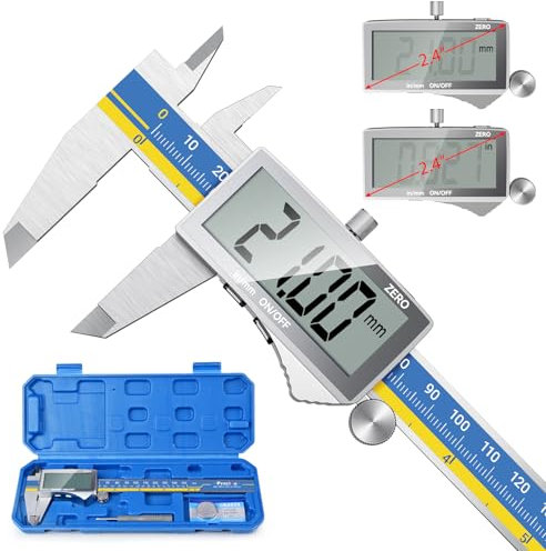 Digital Vernier Caliper, Preciva Electronic Calipers 150mm Blue with Extraordinary LCD Screen, Precision Tool Micrometer Stainless Steel with Mm/Inch Conversion, Splash Resistant