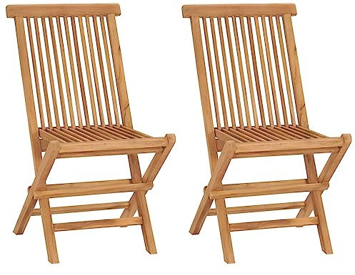 Sufrk Klappbare Gartenstühle 2 STK. Massivholz Teak StüHle Stapelbar Hochlehner Gartenstuhl - 41993