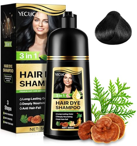 Champú 3 en 1 Negro Instantáneo, Larga Duración, Cobertura 100%, 500 ml