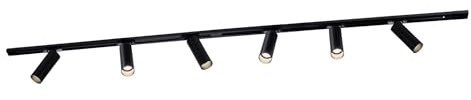 Ledvion - Track Lighting, 2m, 1-Phase, Without GU10 Light Source, Black, 6 Spotlights, Ceiling Lights, gu10 led Bulbs, Kitchen Lights Ceiling, Extendable & Flexible