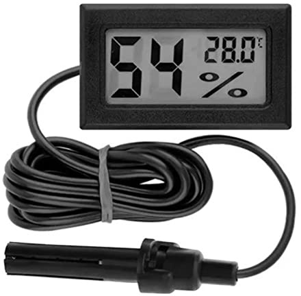 Telituny Mini Thermometer mit Sensor, Eingebettetes LCD Thermometer für Brutmaschine, Luftfeuchtigkeitsmesser Innen Außen mit Externer Sonde -50℃~70℃, für Inkubatoren Brooders Reptil Tank Aquarium