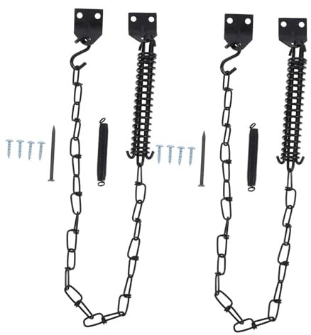 UKCOCO 2satz Schiebetürschloss Mit Stahlkette Und Türscharnieren Automatisches Türschließerfeder-system Sicherheitstürschutz Für Innentüren Türriegel Mit Diebstahlschutzfunktion Metalltür