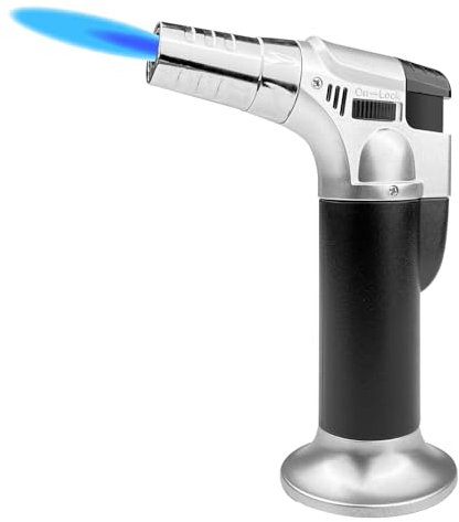 Dyaucwpo Soplete de Cocina, Profesional Antorcha Butano Encendedor, Antorcha de Cocina, Ajustable y Recargable Soplete Gas con Cerradura de Seguridad, para Cocinar y Barbacoas (Gas no Incluido)