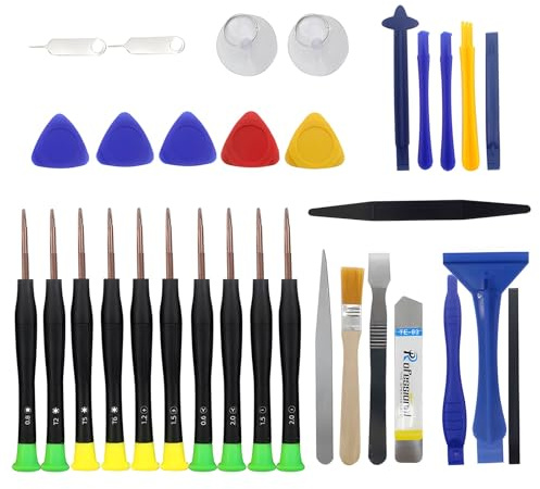 Kit de herramientas de reparación de teléfonos móviles, versión de 30 piezas, kit de herramientas de reparación electrónica | Kit de reparación de limpieza mejorado con destornilladores magnéticos para fijar teléfono, computadora, tableta