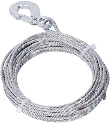 Drahtseile für Seilwinde, 4mm x 12m Stahlseil mit Haken Windenseil Anschlagseil Forstseil 2000LBS Stärke Edelstahl verzinkt Ersatz