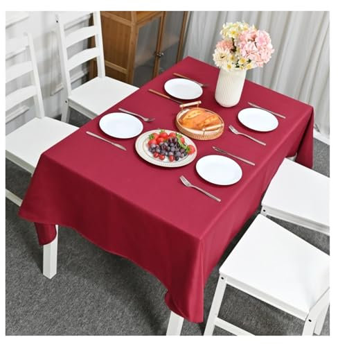 Rote Polyester-Tischdecke, 180 cm rund, waschbar, luxuriös für Hochzeitsdekoration, Esszimmer, Bankett, Picknickdecke – elegante Party-Tischwäsche