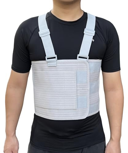 Fascia toracica per lesioni alle costole, per costole screpolate, cintura di supporto elastica per uomini e donne, fascia a compressione toracica per protezione da contusioni, fratture o lussazioni (S