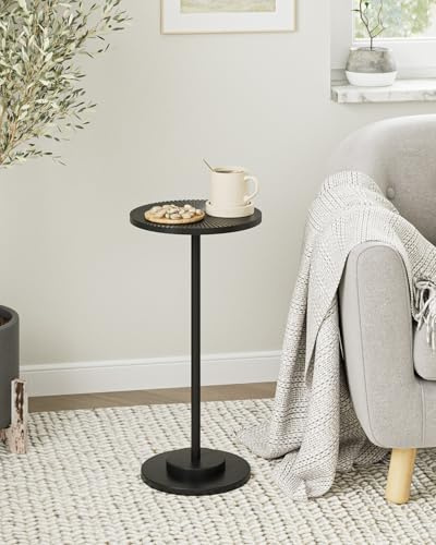 HEYZOEY Beistelltisch Rund, Couchtisch Rund, Kleiner Beistelltisch Couch, Kleiner Tisch für kleine Räume, Wohnzimmer, Schlafzimmer, Schwarz