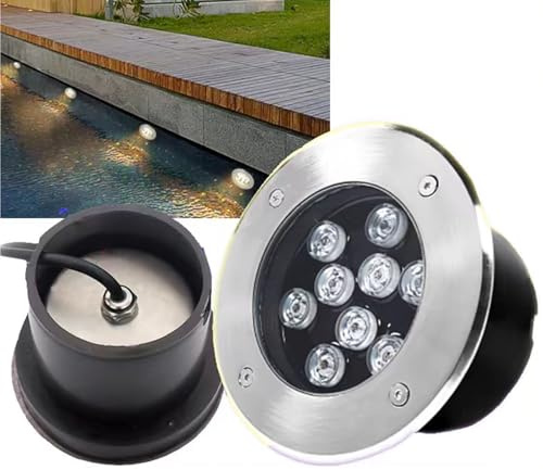 Foco LED Subacuático Para Piscina - Luz Subacuática Empotrada, Foco LED Para Exteriores Resistente Al Agua IP68, Iluminación Redonda Para Estanques, Lámpara De Paisaje De Bajo Voltaje De 24V(Green,3W)