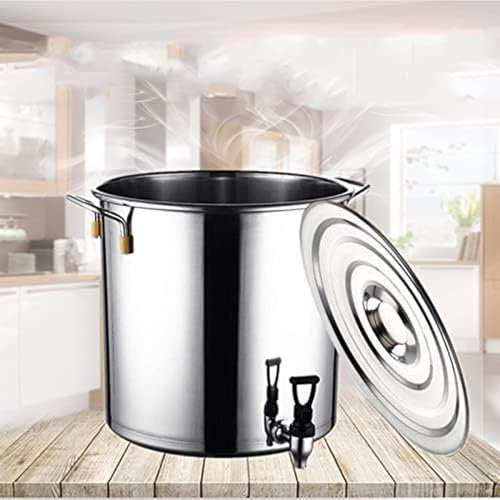 IBOWZ Stainless Steel Stock Pot, Commercial-Grade 15-80L Cooking Pot - Includes Lid, Suitable for High-Volume Food Prep