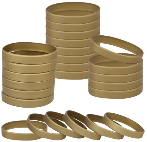 NAHRMY 8 inch Silicone Wristbands Blank Gold Rubber Bracelets for Adult Teen, 24 pcs Sports Party Silicone Elastic Wristband Bracelet bands for Events School Teacher Supplies