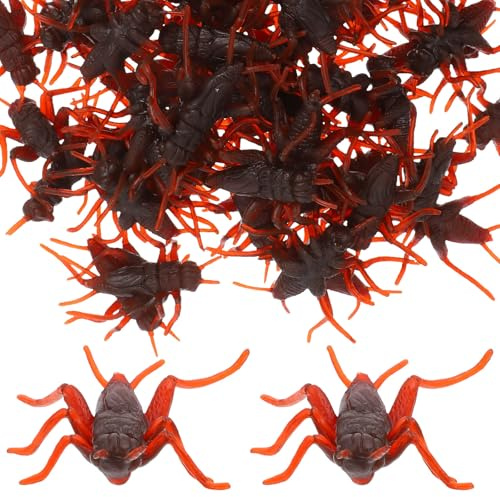 SAFIGLE Lot de 50 Faux Accessoires de Cricket en Plastique, Jouets de Simulation D'insectes, Couleur Café, 4,5 X 4 X 5,8 Cm, pour Fêtes