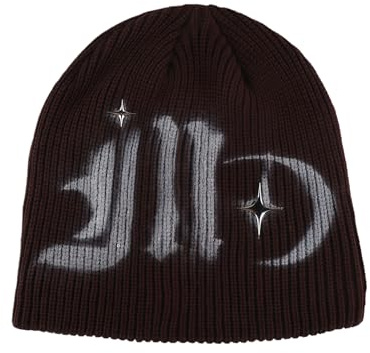 ZenithAura Star Graffiti Hat Y2k Baggy Slouchy Beanie Cap Skull Cap Beanie,Sie Herbst Frühling,Star Graffiti Bbeanie,Hat,Slouch Beanie Leichte Jersey（Schwarz Grau）