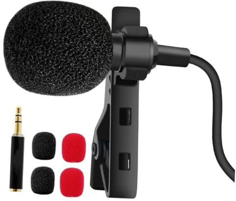 WEKADRIN Omnidirectional Mini Lapel Microphone with Plug for Mobile Phones Cameras Lightweight Clear Audio Recording Mic for Interviews Video Webcast and Outdoor Lectures