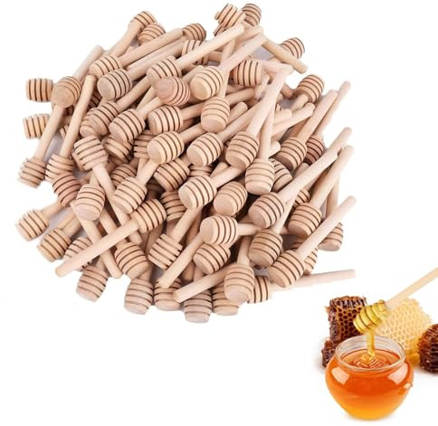 Agitateur de Miel en Bois, 50 Pièces Cuillère à miel, Mini Cuillère à miel de 8 cm, Mélangeurs à Miel en Bois, pour Recueillir et Distribuer le miel, la Confiture et le Sirop