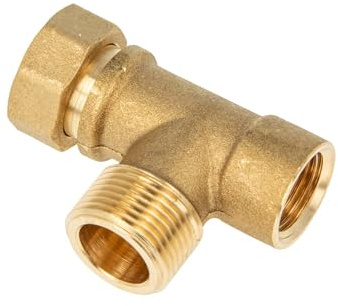 tecuro Eckverschraubung Überwurfmutter 3/4 Zoll (flachdichtend) x 3/4 Zoll AG x 1/2 Zoll IG, reduziert - Messing-blank CW617N
