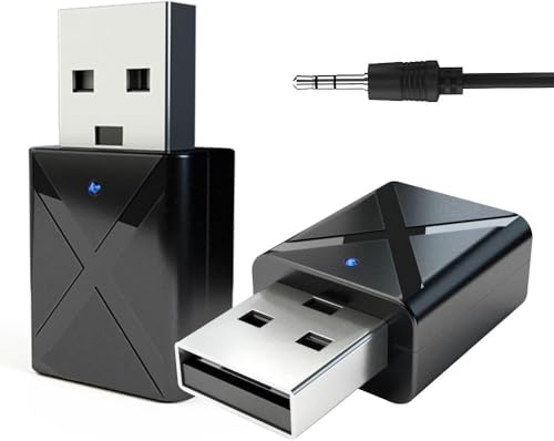 Digitalkey Adaptador Bluetooth 5.0 USB Transmisor y receptor para TV, PC, auriculares, altavoces, radio de coche con cable audio AUX 3,5 mm