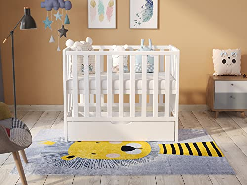 Love For Sleep Babybett Beistellbett 100x50cm mit Schaumstoffmatratze Weiß Paris Kinderbett Baby Bett Holz Mitwachsend Gitterbett mit Schublade