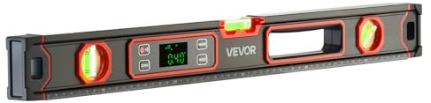 VEVOR Niveau Électronique 600 mm, Niveau à Bulle Numérique Magnétique 360° pour Construction, Bricolage, Menuiserie et Rénovation, avec Écran LED Rétroéclairé et Fioles 0°, 45°, 90°, Indice IP54