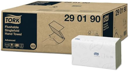 Tork 290190 Schnellauflösendes Zickzack, Handtuch, 2-lagig, Weiß, H3 Erweitert