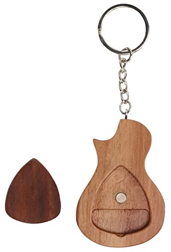 Eujgoov Holz Plektrum Plektrum Plektrum Plektrum Koffer Plektrum Pick Box Schlüsselanhänger Gitarrenzubehör für Gitarre Bass Banjo Ukulele Mandoline