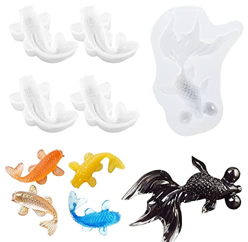Yayatty Moldes de Resina de Silicona, Molde de Resina de Silicona Peces De Koi Molde Epoxi para Bricolaje para Decoraciones de Joyería, Colgante para Colgar Llavero de Bricolaje