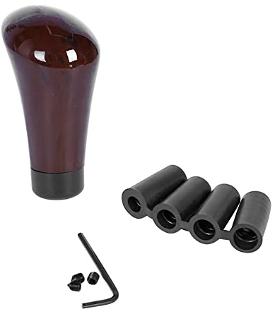 Asudaro Schalthebelknaufs Kopf, Auto Schalthebel Schaltknauf Kopf Holz Auto-Getriebekopf Kohlefaser Schaltknauf Kopf Auto Schaltknauf Universal Schaltgetriebe Adapter mit 4 Adapter,braun