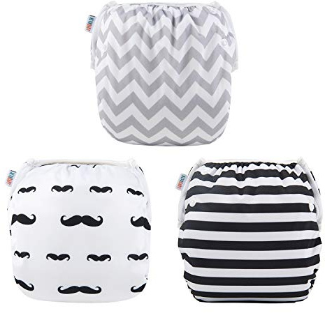 ALVABABY Badblöjor 3 st en storlek återanvändbar tvättbar justerbar för simlektioner semester baby shower gåvor 0-3 år baby pojke flicka 3ZSWY01-UK
