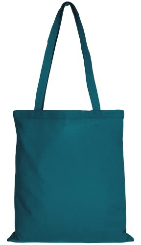 TEXXILLA 10er | 25er | 100er Pack Baumwolltasche - 28 Farben | mit Zwei Langen Henkeln | 38x42cm | Jutebeutel | Einkaufstasche | unbedruckt, Farbe:petrol, Größe:10 Stück