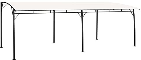 Tidyard Gazebo,Pegolato,Pergola,Padiglione,Parasole,da Giardino,in Tessuto,Crema,Struttura in Acciaio,6x3x2,55 m,Gazebo da Giardino con Struttura in Acciaio,Gazebo da Parete