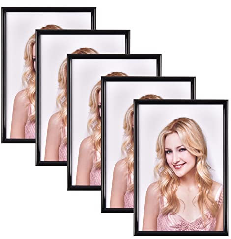 Alishomtll Schwarz Bilderrahmen 5er Set, 10x15cm, Fotorahmen mit HD-Acrylglas Bilderrahmen zum Aufhängen/Aufstellen Fotogalerie Display Kunststoffrahmen Set für Mehrere Bilder Fotos, Schwarz