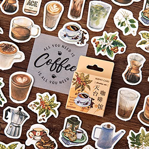 Vintage Coffee Stickers for Scrapbooking, Coffee Stickers for Junk Journal Notebook Planner Diary Laptop Decoration Cafe Cup Phone Case (276Pcs)