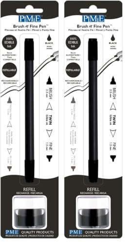 PME PE042 Edible Ink Brush and Fine Pen Black (Pack of 2)