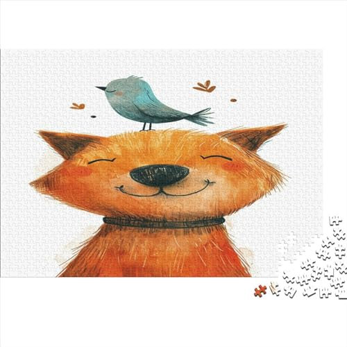 Niedlicher Fuchs and Bird Puzzle Erwachsene Holz Puzzles 1000 Teile Rätsel Große Herausforderndes Geschicklichkeitsspiel Für Die Ganze 1000pcs (75x50cm)