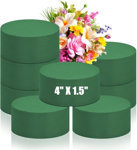 LZMDISU 12Pcs Round Oasis Floral Foam,Green Plant Foam Blocks | Wet & Dry Foam for Flowers, Plant Foam for Artificial Flowers, Wedding & Garden Decor, DIY Crafts Flower Bouquet