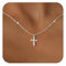 RIXERKOC Collar de la Cruz de la Corona para las mujeres 18K chapado en oro de rotación de la Cruz Colgante Collar de la Cruz de la Fe Joyería Joyería de moda Regalos (Plata)