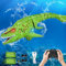 IEEILULU Barcos Teledirigido RC Mosasauru, 2.4GHz Barco Tiburón Dinosaurio Eléctrico con USB y Luces, Juguete Acuático Teledirigido Regalo para Niños Mayores de 8+ Años Piscina y Lagos (Verde)