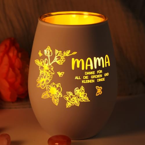 Geschenke für Mama, Muttertag Windlicht mit Gravur Mama Geschenk, Dankeschön Geschenke,Teelichthalter für Beste Mutter Schwiegermutter,Geburtstagsgeschenk für Bonus