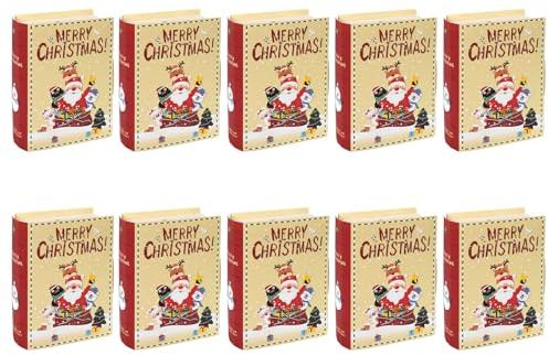 Onlvmyur 10 Stück Weihnachten Geschenkbox Magisches Buch Weihnachtsgeschenkboxen Lustig Süßigkeiten Geschenkboxen Geschenkverpackung für Kekse Süßwaren Geschenk