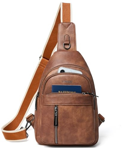 LATMAP Crossbag Damen 7L,Bauchtasche Damen Klein Sling Bag PU Leder Leicht Cross Body Bag Adjustable Strap Brusttasche Travel Essentials