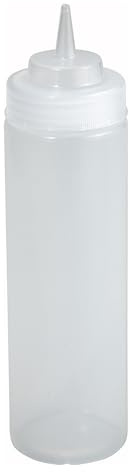 Winco 12oz Squeeze Bottles, Wide Mouth, Clear, 6pcs/pk