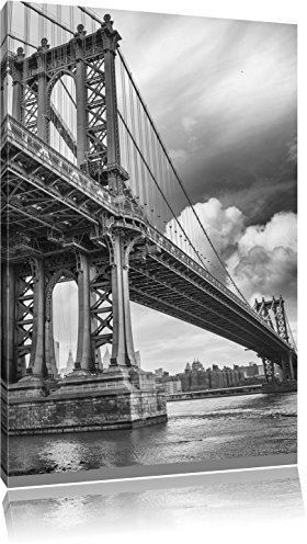 Pixxprint Manhattan Bridge New York, Größe: 80x60cm, Leinwandbild, fertig gespannt, Wandbild, Dekoration, Kunstdruck, kein Poster