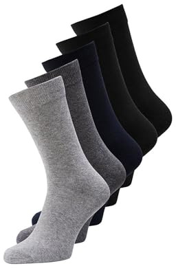 JACK & JONES Homme Chaussettes JACJENS Lot De 5 NOOS, Gris - Gris Fonce - Noir, Taille Unique Grande Taille EU