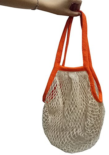 Wiederverwendbare Einkaufstasche von Metyou, aus Netzstoff, Organizer, Einkaufen, Tasche für Obst, Aufbewahrung, Shopper Beige02